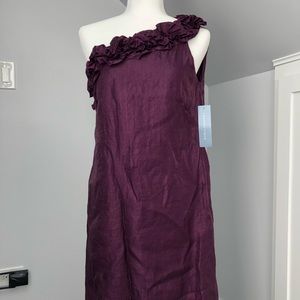 London Times Purple One-Shoulder Dress w floral